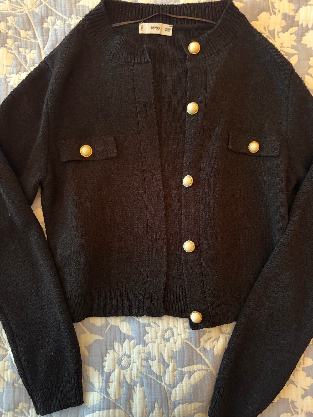 Mango Black Knit Cardigan with Gold Buttons - Picture 4 of 5
